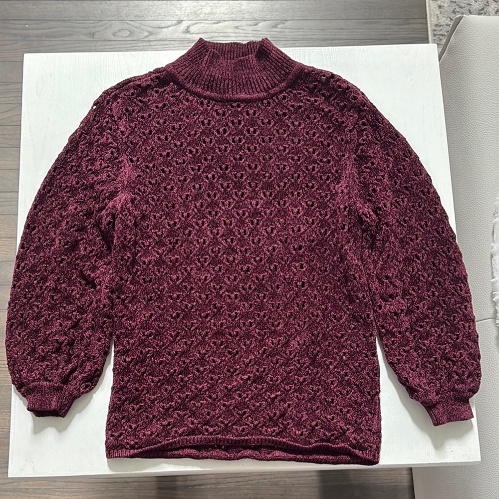 White House Black Market Purple Cowl Neck Sweater